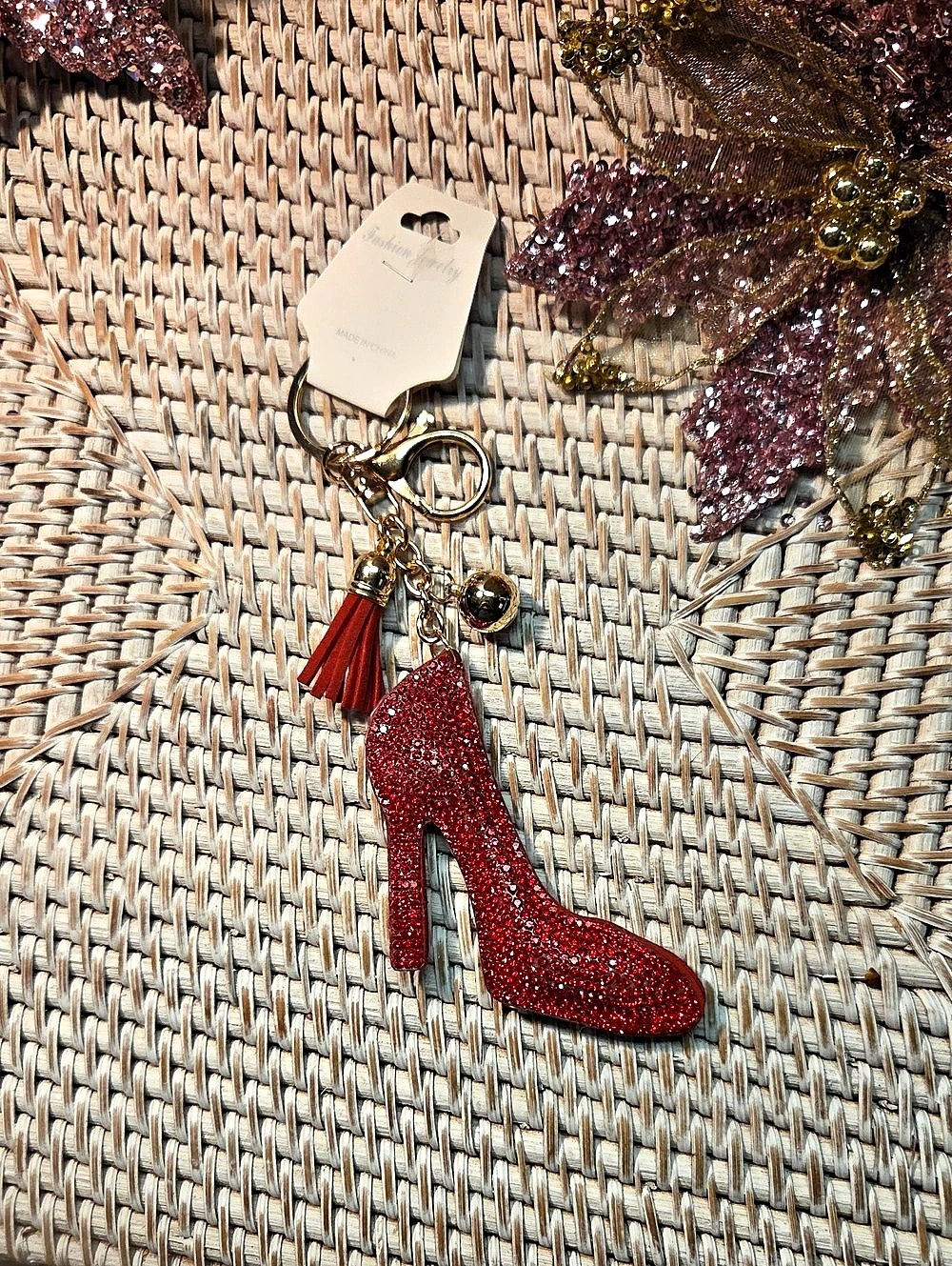 5 For 25 Or 8 Each Red & Gold High Heel Shoe Keychain